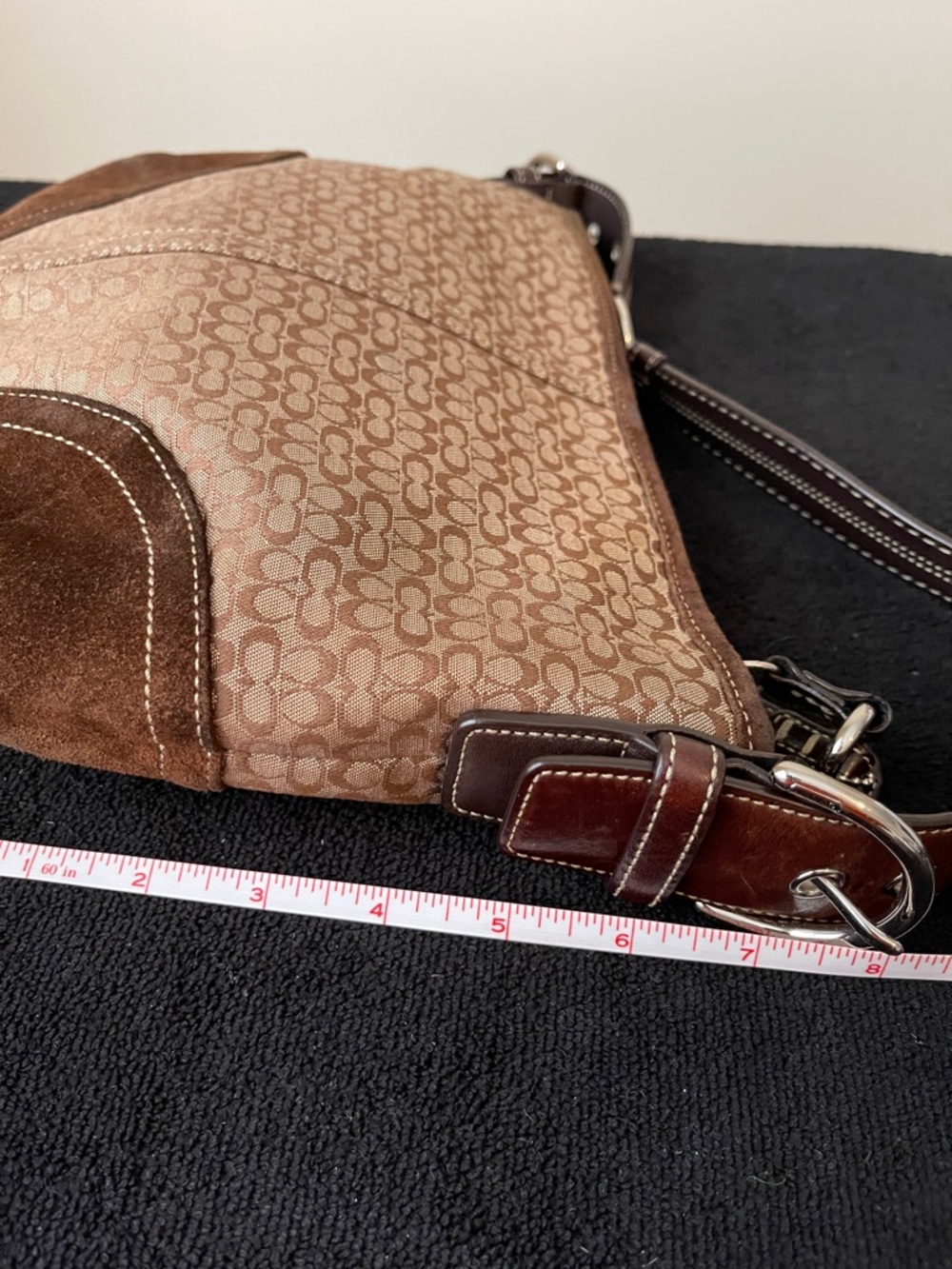 Y2K Coach Tan Signature Canvas and Brown Suede Hobo Bag - Picture 7 of 10